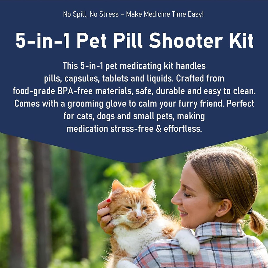 Close up of TrekaYumo pet pill popper gun and liquid syringe