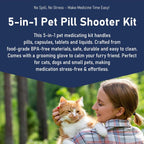 Close up of TrekaYumo pet pill popper gun and liquid syringe