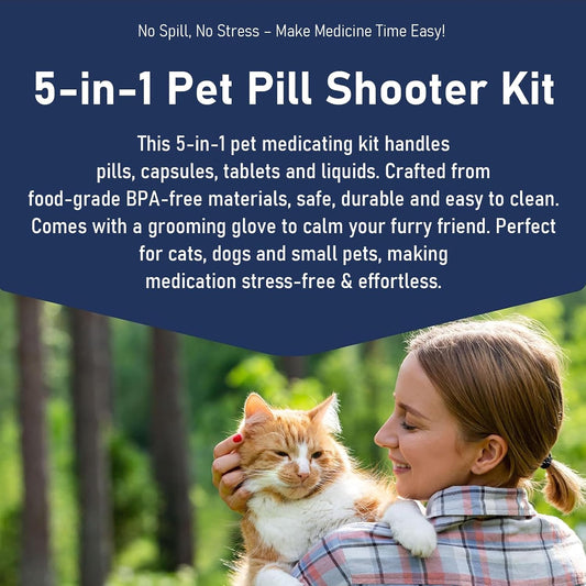 Close up of TrekaYumo pet pill popper gun and liquid syringe