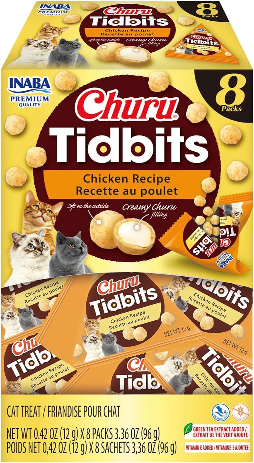 Premium imported USA cat treats Inaba Churu Tidbits assortment