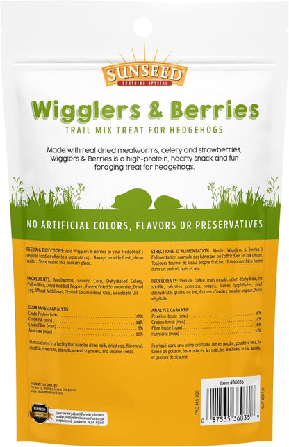 Sunseed high protein hedgehog trail mix packaging detailing full ingredient benefits