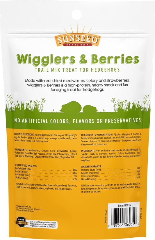 Sunseed high protein hedgehog trail mix packaging detailing full ingredient benefits