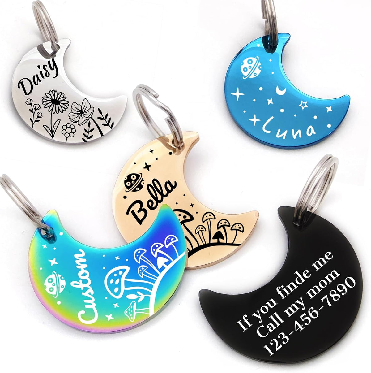 Personalized Dog Tags and Cat Tags, Stainless Steel Pet ID Tags, Collar Charm Engraved on Both Sides, up to 4 Lines of Custom Text, Various Patterns and Colors Options (Butterfly) - Image 10