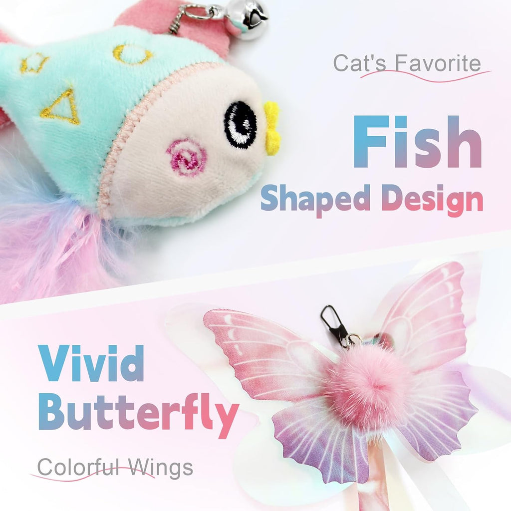SONGWAY butterfly tassel plush cat toy attachment showcasing the built-in small metal bell.