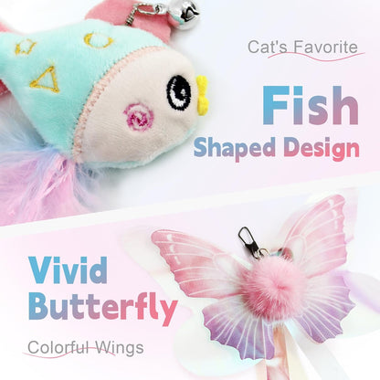SONGWAY butterfly tassel plush cat toy attachment showcasing the built-in small metal bell.