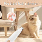 Rechargeable electric dog grooming tool plugged into a USB charging cable demonstrating cordless battery portability.