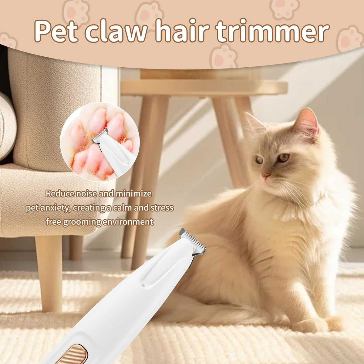 Rechargeable electric dog grooming tool plugged into a USB charging cable demonstrating cordless battery portability.