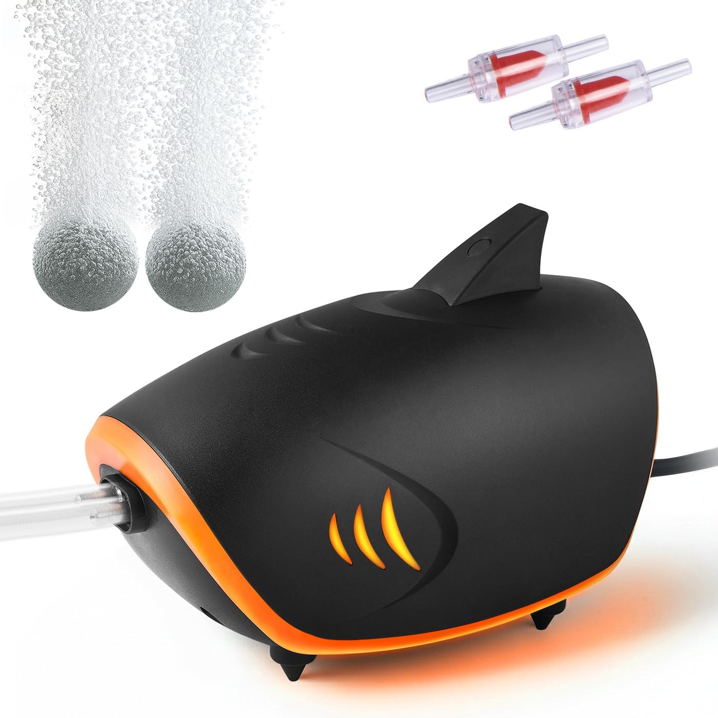 Close up of Hitop aquarium aerator packaging and accessories