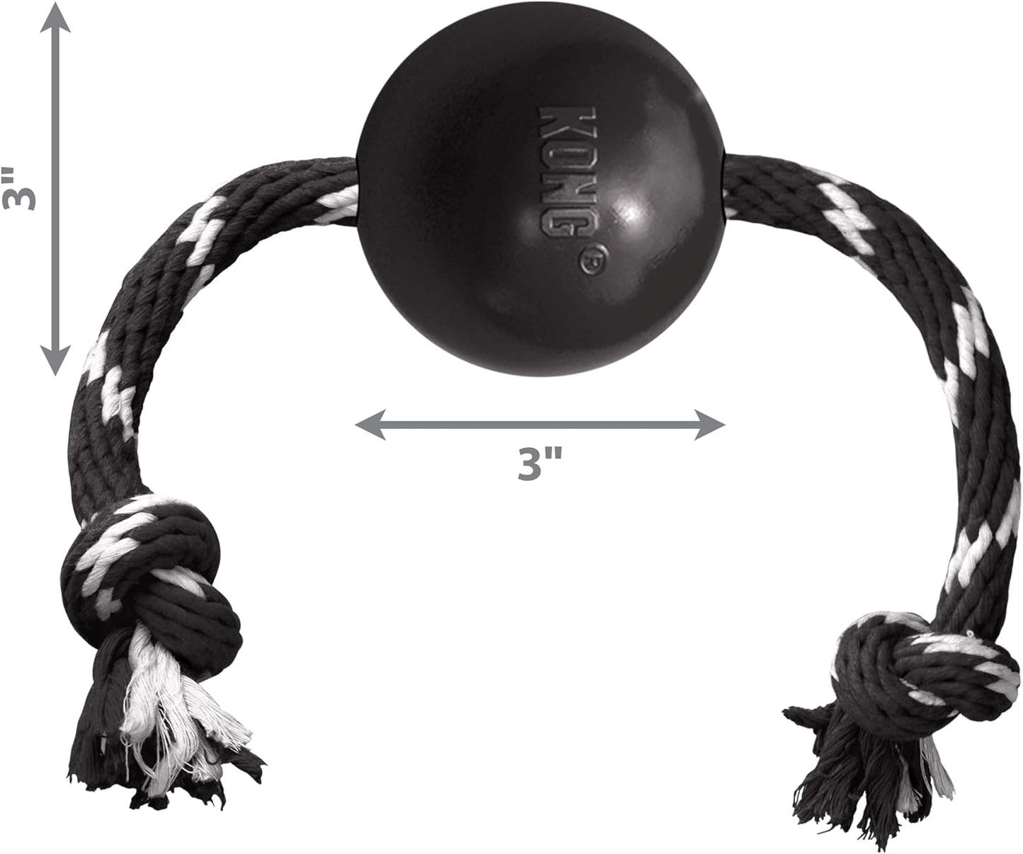 KONG Extreme black rubber ball with rope interactive tug toy packaging view