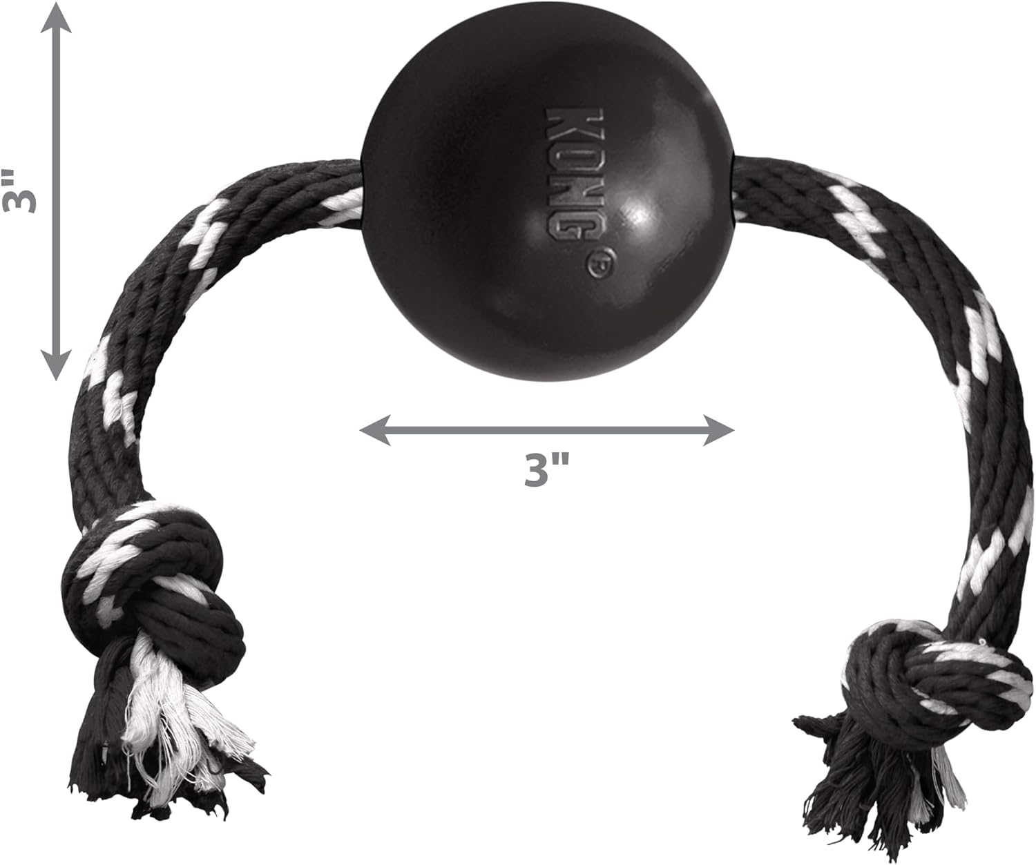 KONG Extreme black rubber ball with rope interactive tug toy packaging view