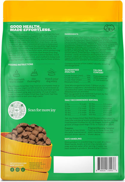 Get Joy Freeze Dried Raw Beef Meal, High Protein Grain Free, Dry Dog Food Meal Mixer and Topper, with Probiotics for Gut Health, Made with 100% USDA Organ Meat, for All Breeds and Ages, 32oz Bag - Image 9
