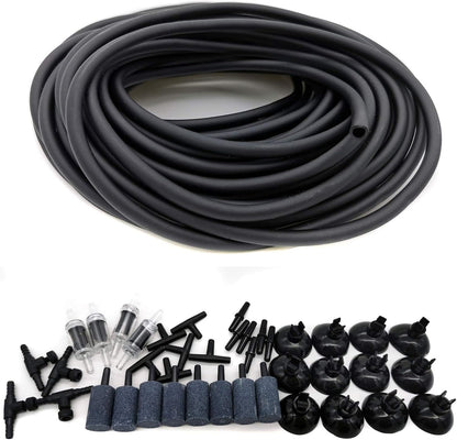 JIH Aquarium black flexible airline tubing front view packaged kit