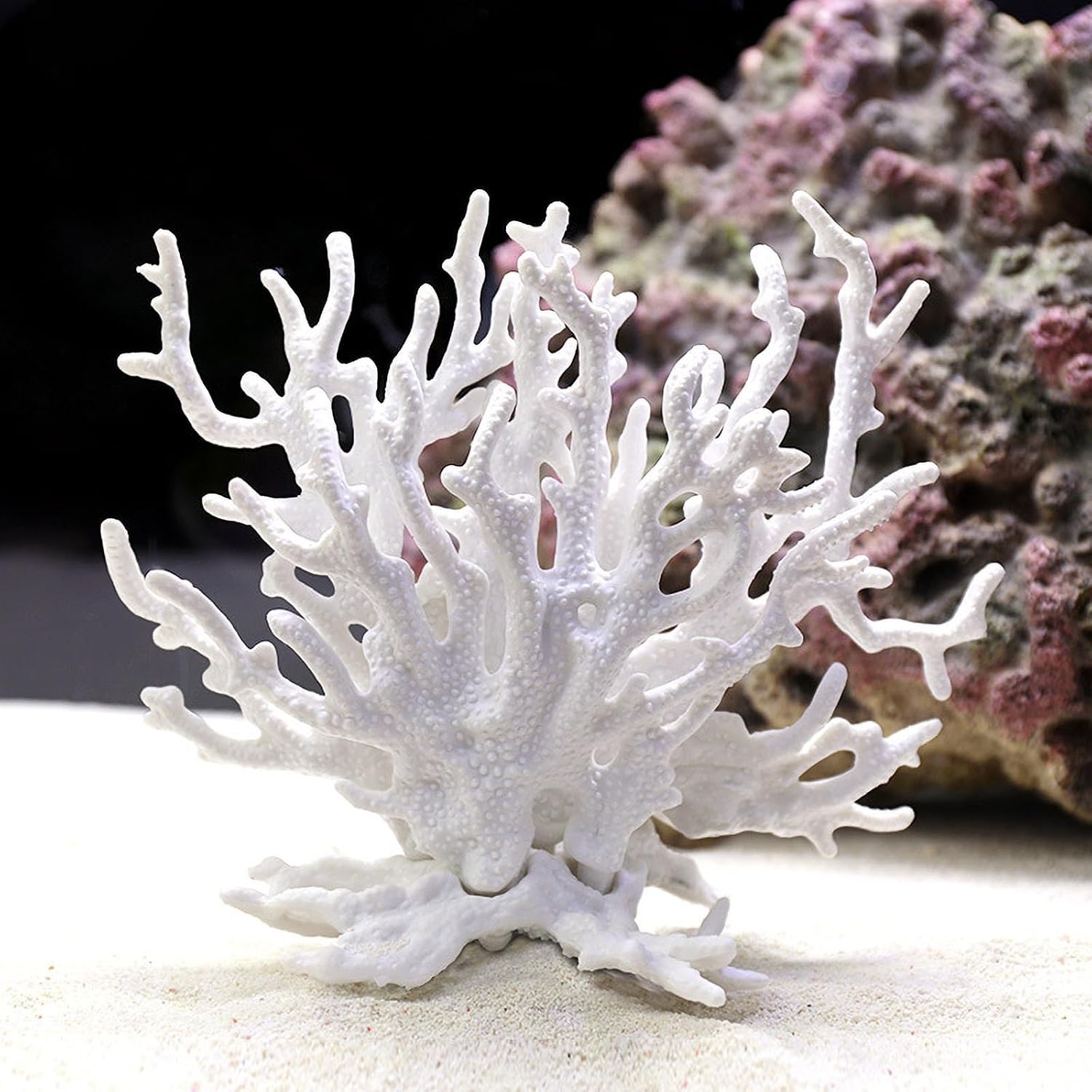 Besimple artificial aquarium coral ornament front view white reef decoration