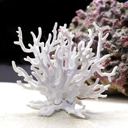 Besimple artificial aquarium coral ornament front view white reef decoration