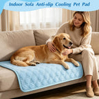 Mannice foldable pet cooling blanket folded view for travel convenience