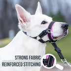 Side view of pink size 2 dog halter with quick release buckle