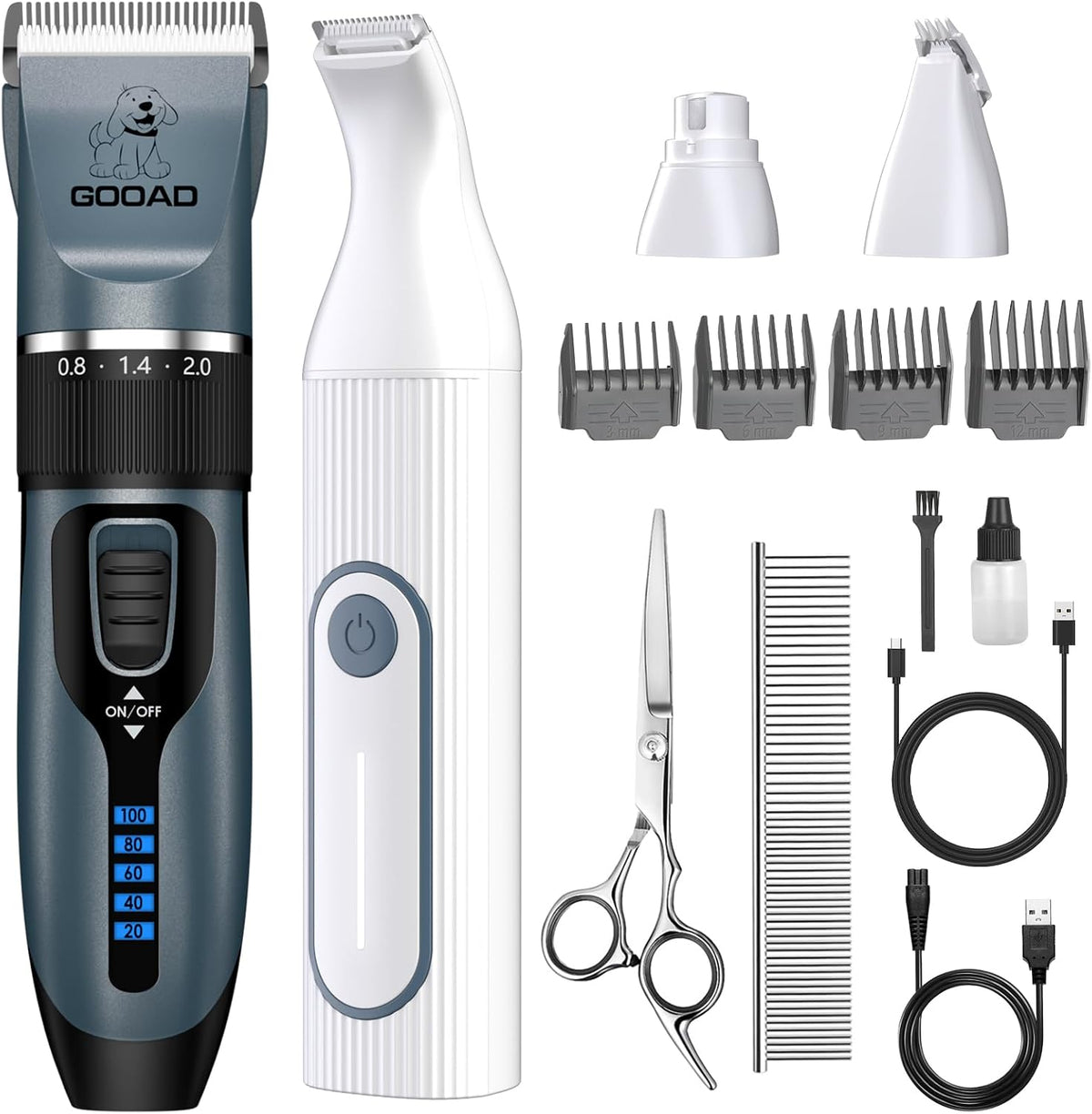 Dog Clippers for Grooming for Heavy Thick Hair&Coats,Low Noise Hair Trimmer,Rechargeable Cordless Pet Shaver, Dog Grooming Kit with Paw Trimmer Nail Grinder for Small Large Dogs - Image 9