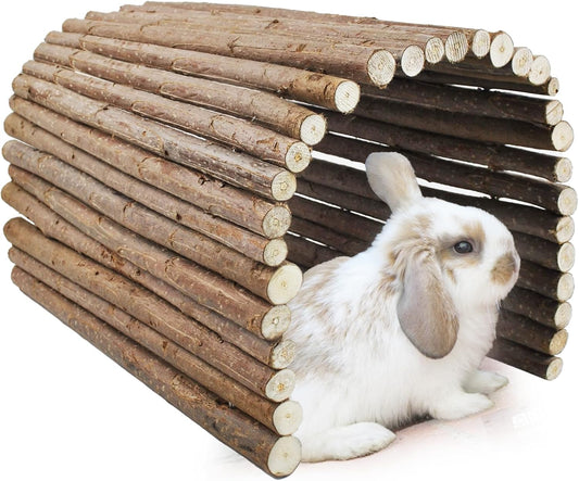 kathson Rabbit Wooden Bridge(20.0 x 11.8 inches),Guinea Pig Wood Tunnel Large Bunny Ladders Small Animal Flexible Hideout for Hamster Chinchillas Guinea Pig Hedgehog and Other Rodents - Image 1
