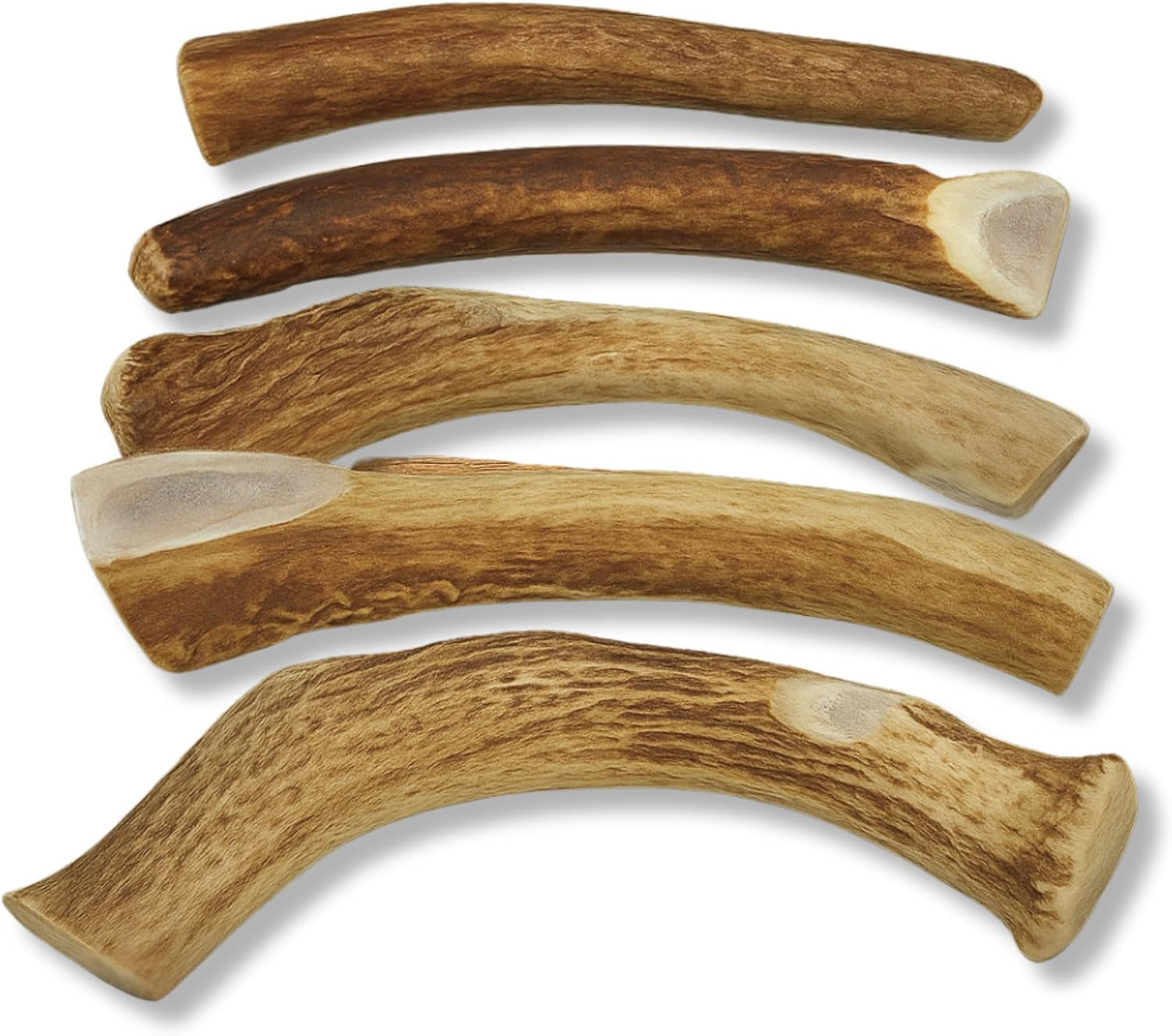 Odorless and mess free WhiteTail Naturals deer antlers displayed for indoor pet chewing.