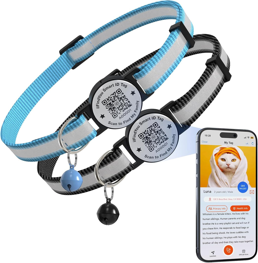 Breakaway Cat Collar with Safety Bell & Reflective Strips | QR Code ID Tag & Name Plate | Adjustable for Kittens Pink - Image 14