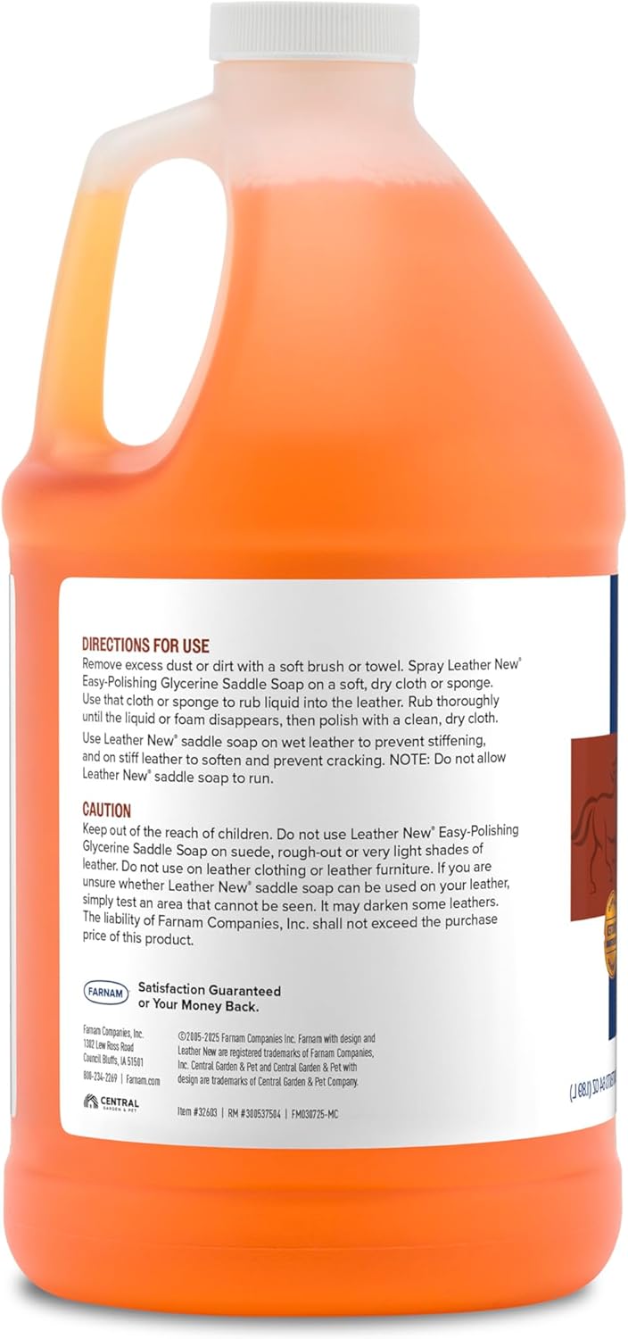 Farnam Leather New Easy-Polishing Glycerine Saddle Soap and Leather Saddle Cleaner, Protects and Preserves Leather, Cleans, Conditions and Polishes, 64 Oz. - Image 10