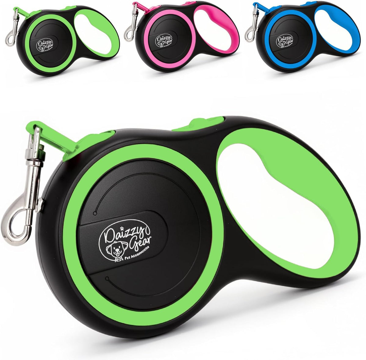 Daizzy Gear retractable dog leash green front view