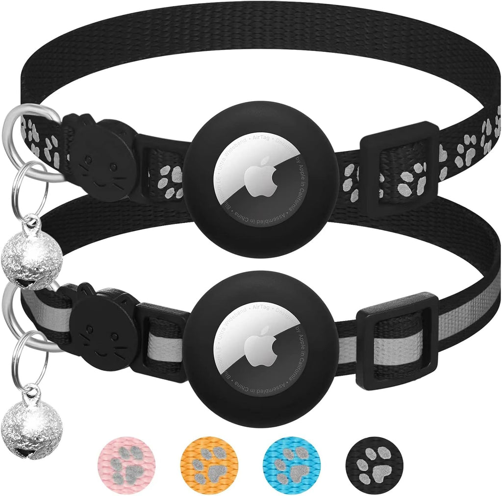 2 Pack Airtag Cat Collar Breakaway with Bell,Reflective Kitten Collar with Apple Airtag Cat Collar Holder,Adjustable 7-12In,Safety Buckle for Girl Boy Cats,Pet Supplies,Accessories,Gifts (Pink) - Image 10