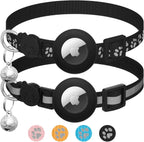 2 Pack Airtag Cat Collar Breakaway with Bell,Reflective Kitten Collar with Apple Airtag Cat Collar Holder,Adjustable 7-12In,Safety Buckle for Girl Boy Cats,Pet Supplies,Accessories,Gifts (Pink) - Image 10