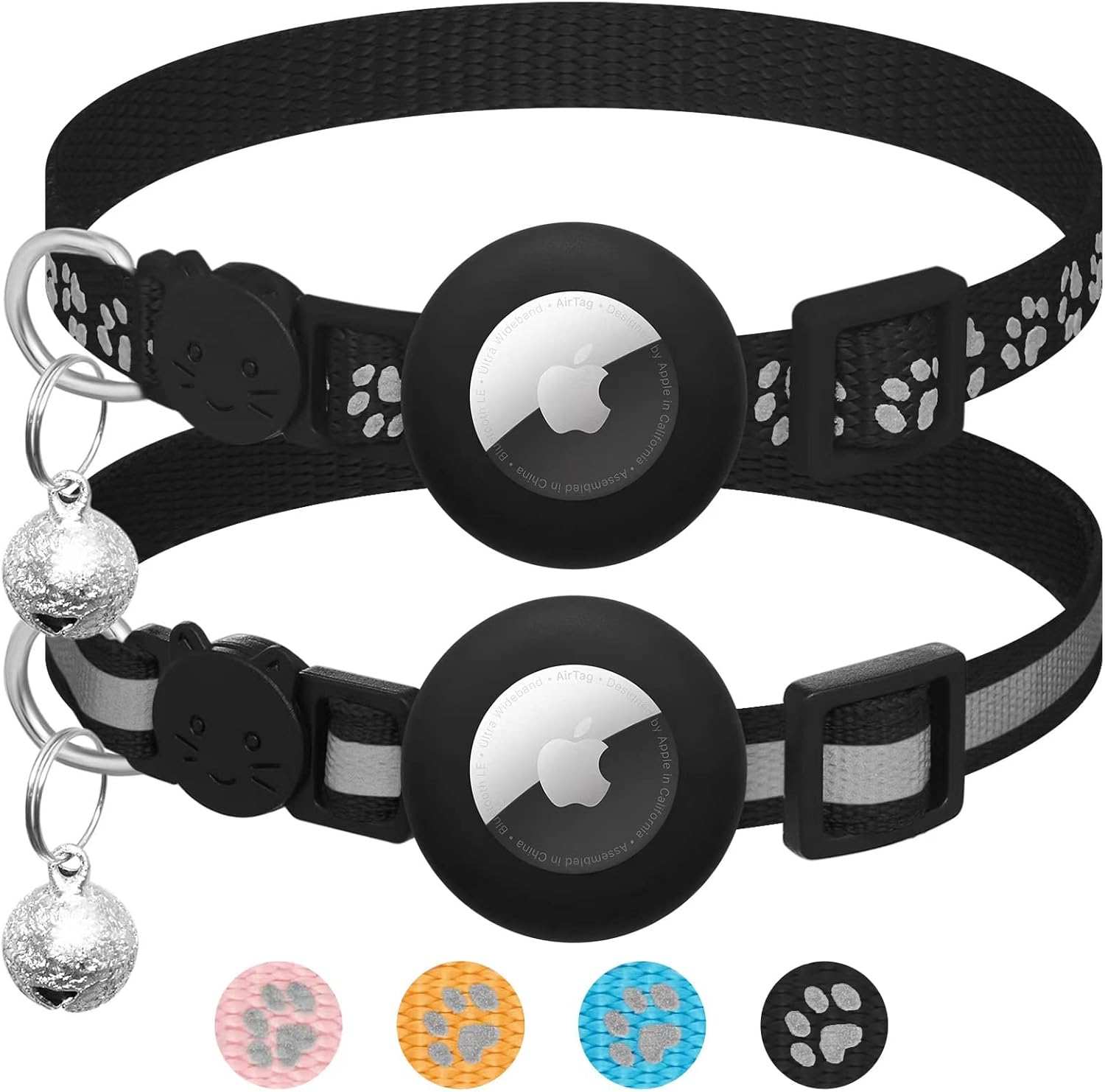 2 Pack Airtag Cat Collar Breakaway with Bell,Reflective Kitten Collar with Apple Airtag Cat Collar Holder,Adjustable 7-12In,Safety Buckle for Girl Boy Cats,Pet Supplies,Accessories,Gifts (Pink) - Image 10