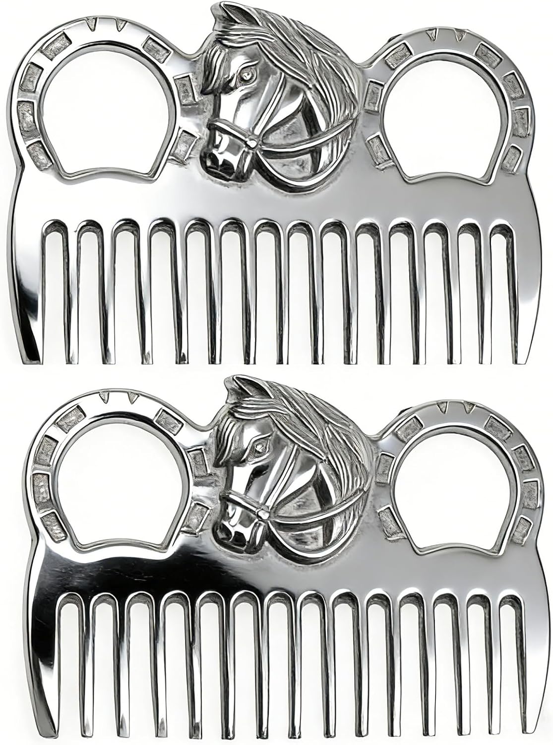 Zswinatw 2 piece aluminum alloy horse mane and tail comb front view
