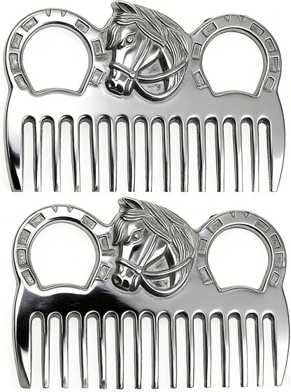 Zswinatw 2 piece aluminum alloy horse mane and tail comb front view
