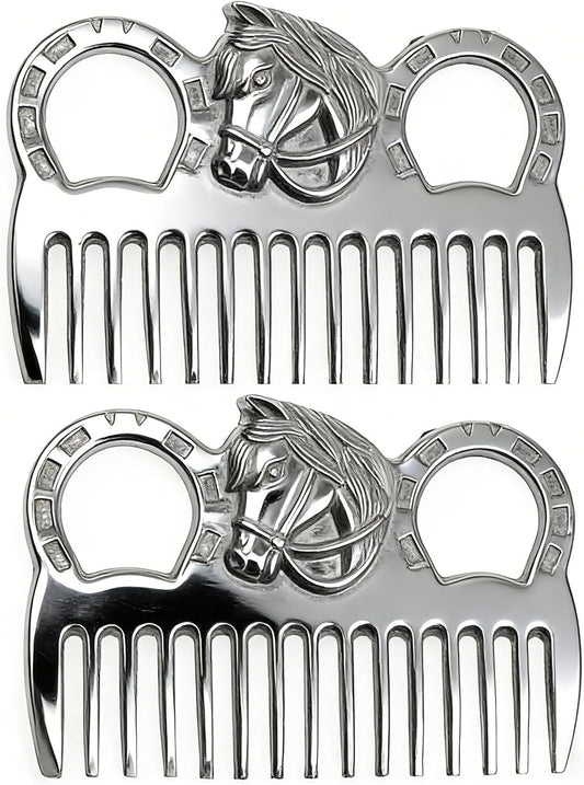 Zswinatw 2 piece aluminum alloy horse mane and tail comb front view