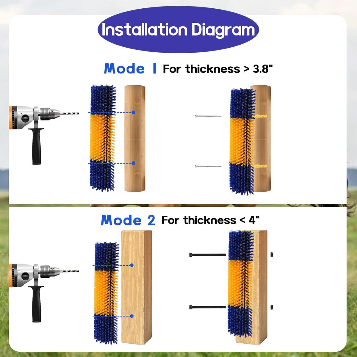 Cow scratching post close up details of heavy duty flexible backing