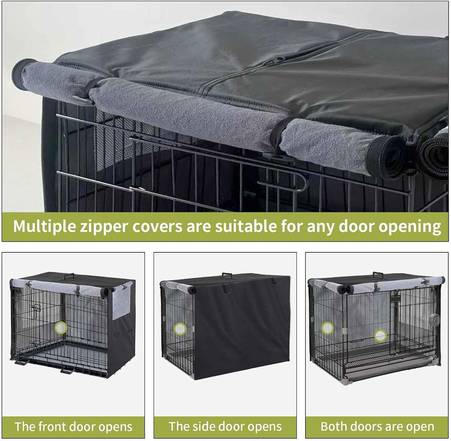 Waterproof pet cage shield with rolled up side ventilation windows