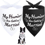 SZEE wedding dog bandanas front view showing black and white options with text