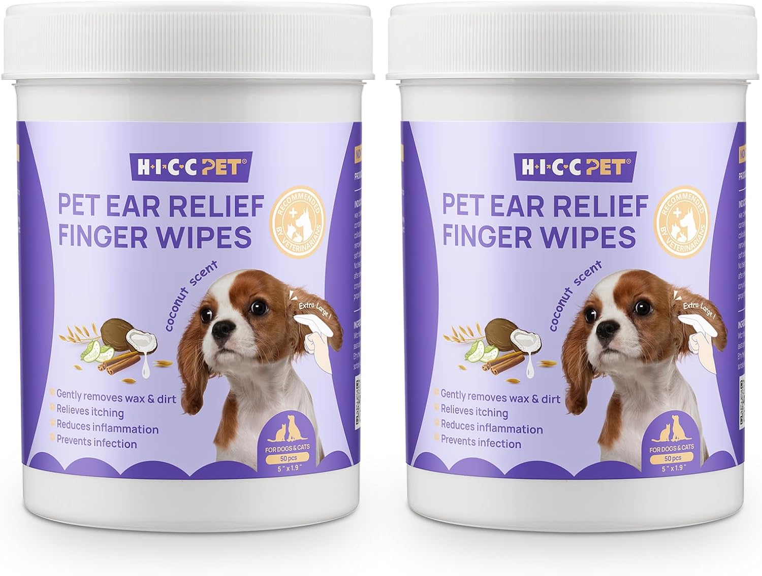 HICC PET Ear Cleaner Finger Wipes for Dogs, Cats, Small Animals, Vet-Trusted Dog Ear Infection Treatment to Relief Itchy & Inflammation, Clean Wax, Dirt, Stain & Odor, Hypoallergenic(Coconut Scent) - Image 12