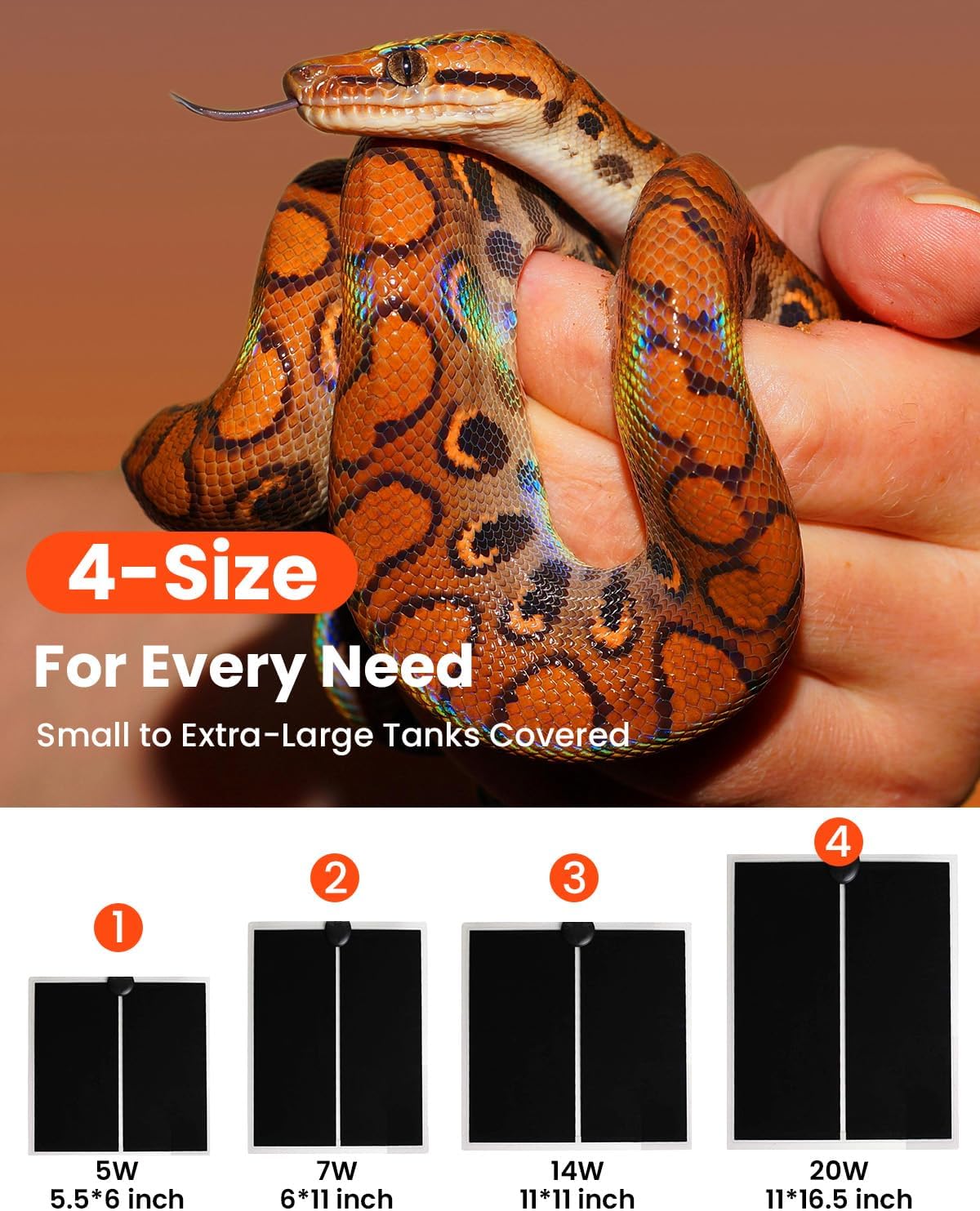 MQ Reptile Terrarium Heat Pad with LCD Digital Aquarium Thermometer, 5.5 x 6in Power Adjustment Under Tank Heater Mat for Pets, Small Animals, Seedling, 5W - Image 9