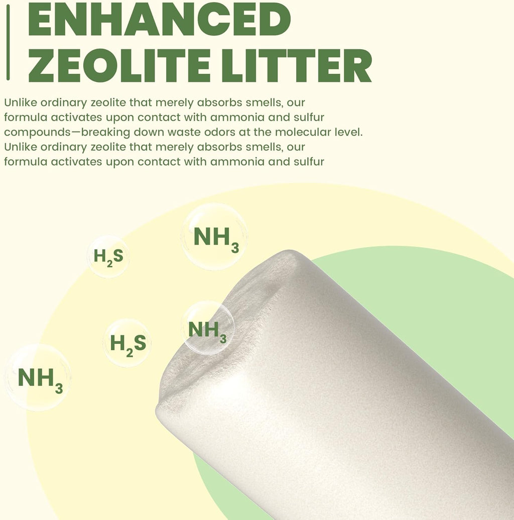 Close up view of zeolite cat litter pellets texture