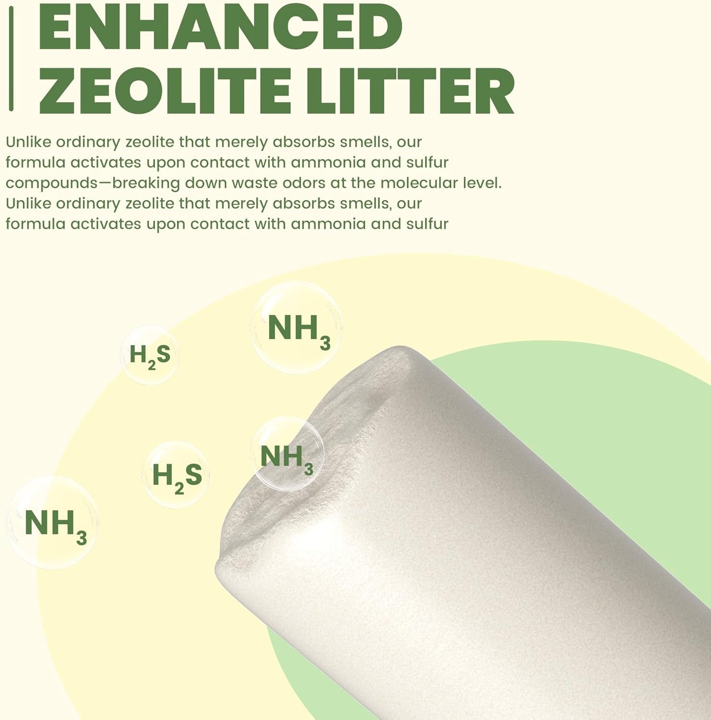 Close up view of zeolite cat litter pellets texture
