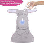 Three different styled CuteBone washable female diapers neatly arranged to exhibit the waterproof shell.