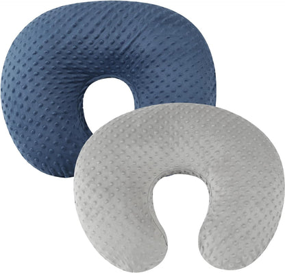 Bilokonda Dot Nursing Pillow Cover Set front view with grey and navy covers