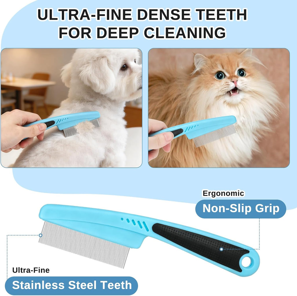 Fine-toothed metal flea comb for grooming