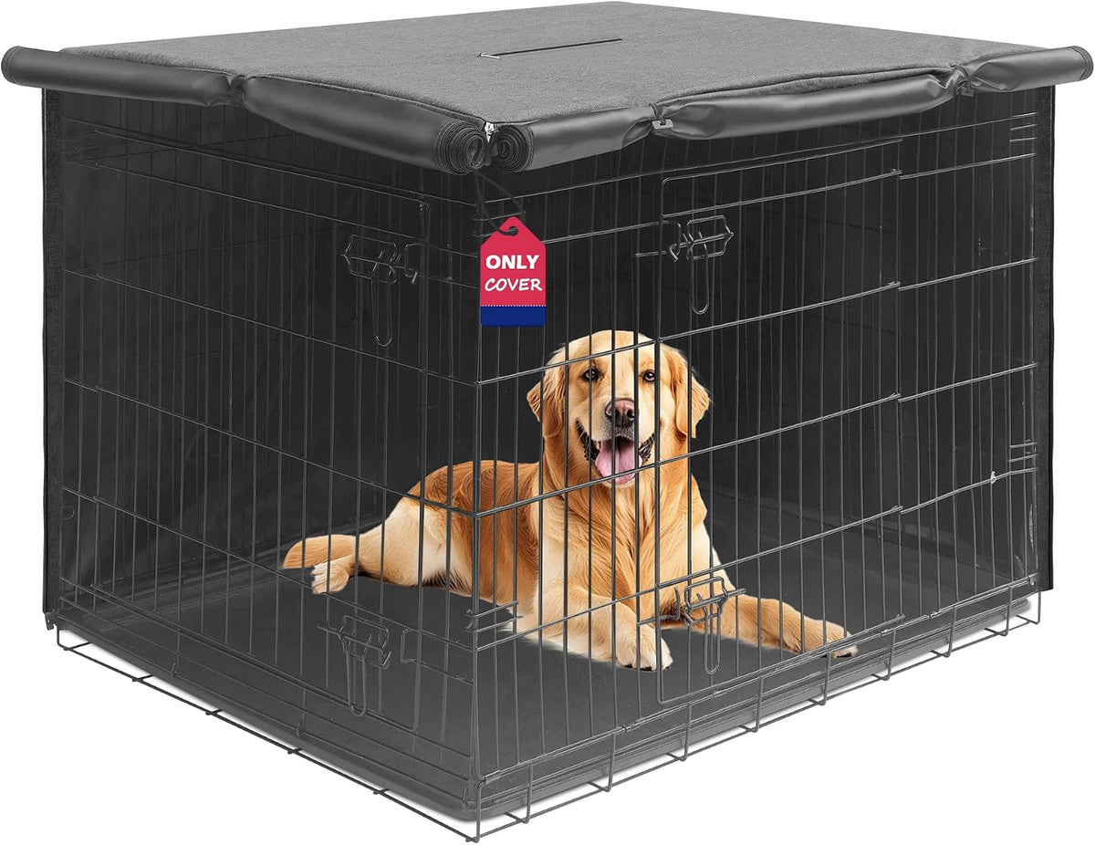 HiCaptain Dog Crate Cover 36.0" L x 23.0" W x 25.0" H with Breathable Mesh, Heavy Duty Kennel Cover, Dual Zippered Panels, Windproof Waterproof(Beige) - Image 12