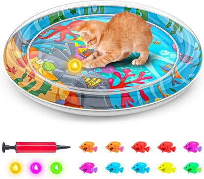 Marine Life Themed Cat Play Mat, Thickened Water Sensor Play Mat for Cats, Water Sensor Play Mat with Fish, Pet Water Sensor Mat, Water Sensor Mat Water Feature (Square Octopus & Lights) - Image 10