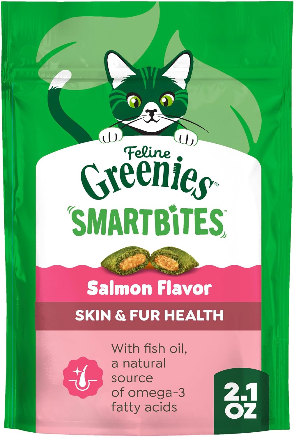 Greenies Cat Treats, Feline Smartbites, Skin & Fur Health, Crunchy and Soft Cat Treats, Salmon Flavor, 4.6 oz. Pack - Image 13