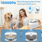 Emorefun Pawimood dog vacuum kit with six professional attachment tools arranged neatly