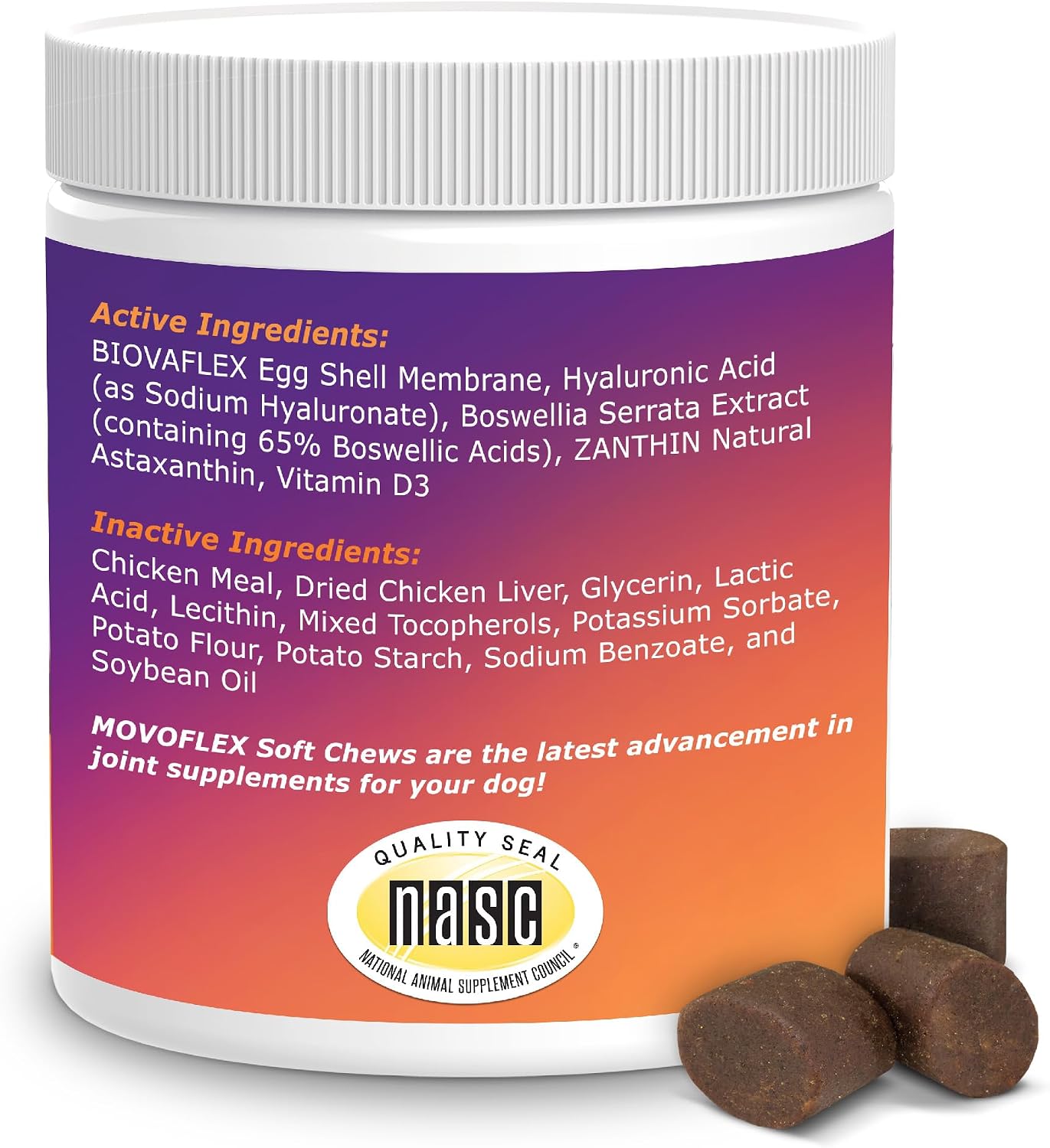 Movoflex chicken flavored bone health supplement for medium breeds