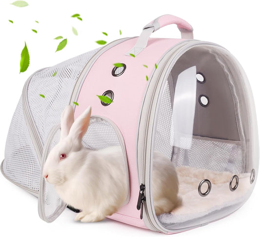 Back Expandable Backpack for Small Animals, Portable Travel Bag Breathable Pet Carrier Cages for Bunny, Guinea Pig, Bearded Dragon, Lizard, Rabbit, Squirrel, Tortoise, Kitten, Sugar Glider - Image 1