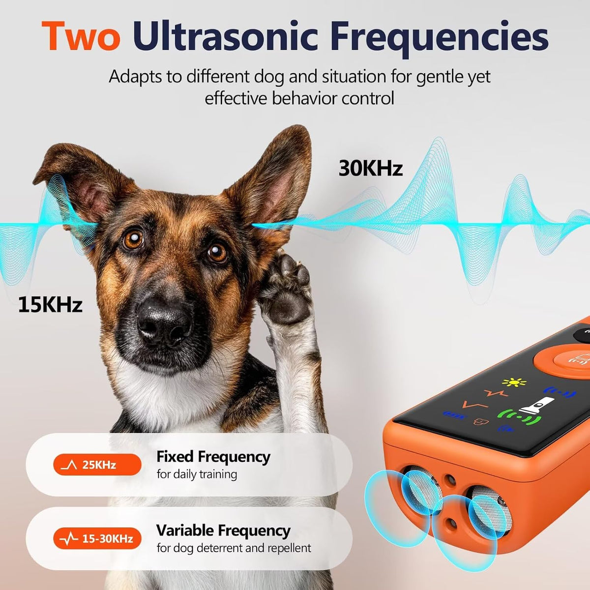 Side view of portable Ralyuni ultrasonic anti-barking controller