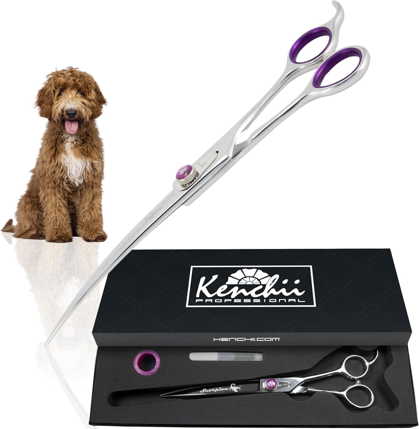 Kenchii Scorpion Dog Grooming Scissors, 9 Inch Curved Shears, Dog Scissors for Grooming, Professional Pet Grooming Scissors, Heavy Duty, Durable and Sharp - Image 9